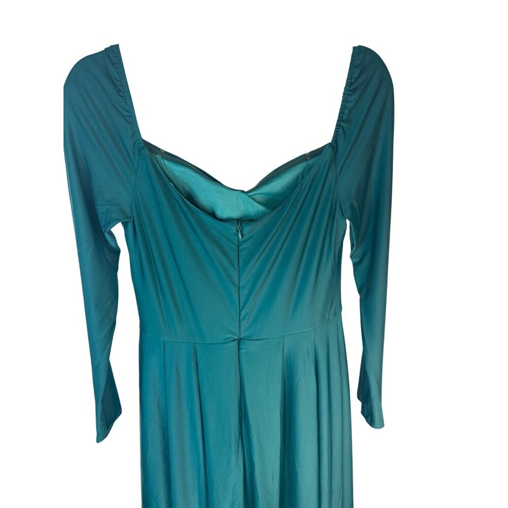 Miss Ord Deep Teal Long Medium Sleeve Sweetheart Neckline Maxi Dress - Picture 3 of 15